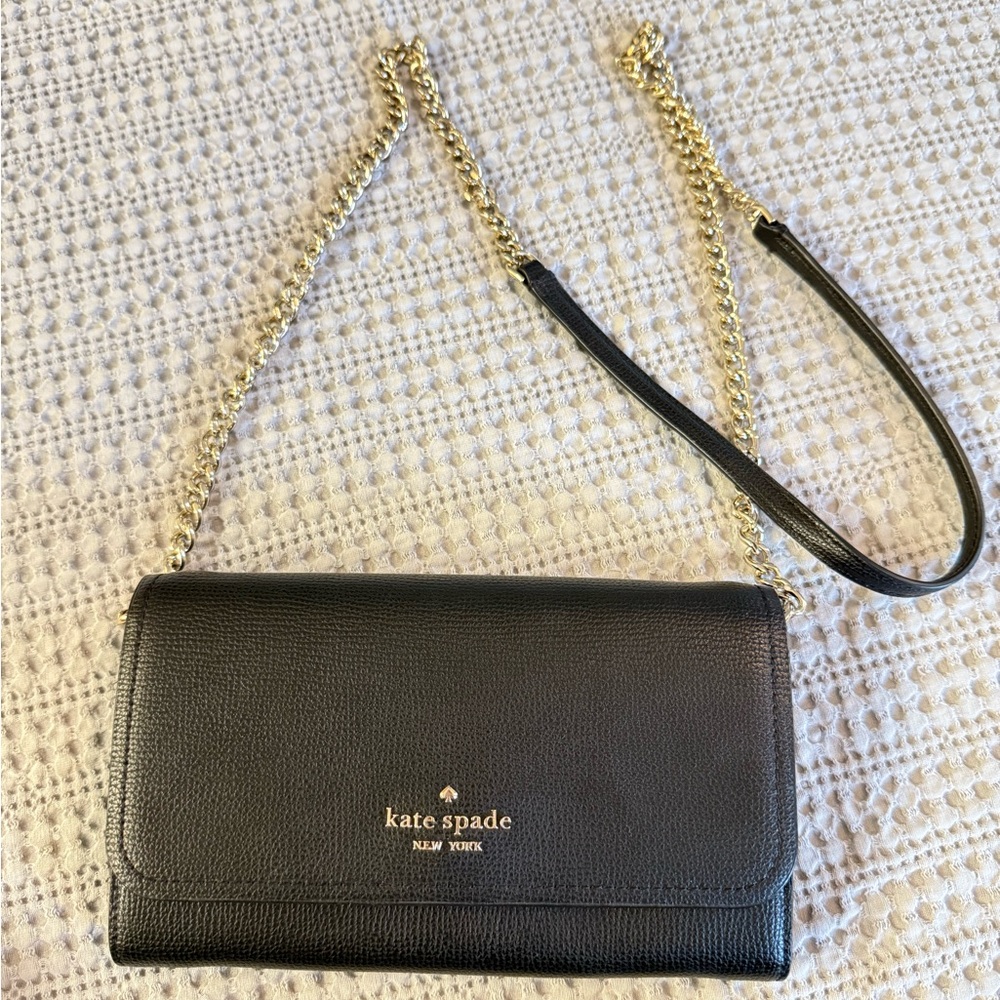 Kate Spade Black Crossbody Bag with Gold Chain